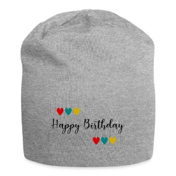 Birthday. HAPPY BIRTHDAY. Happy birthday. - Jersey Beanie - heather grey - Front