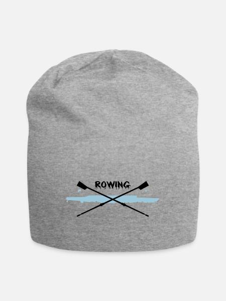 Rudern, Ruderboot und Paddel - Jersey-Beanie - Grau meliert