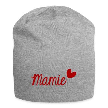 MAMIE. BONNE FÊTE MAMIE. SUPER MAMIE. FÊTE - Bonnet en jersey - gris chiné - Devant