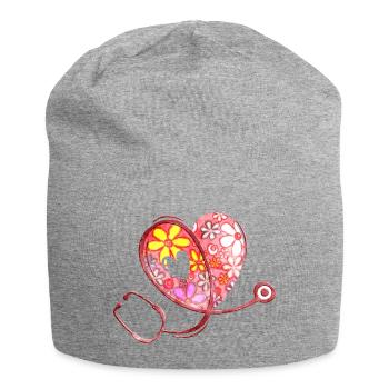 Stéthoscope de soins de santé - Flower Love Heart 2 - Bonnet en jersey - gris chiné - Devant