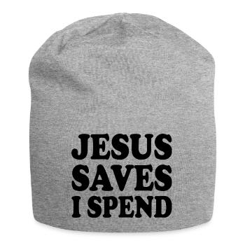 jesus saves i spend - Jersey-Beanie - Grau meliert - Vorne