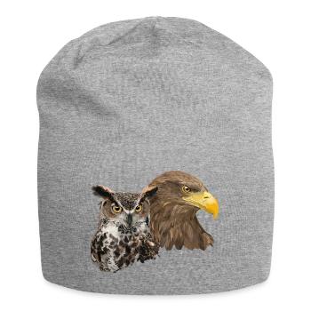 Pigargo und Eule - Jersey-Beanie - Grau meliert - Vorne