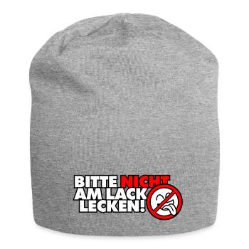 Bitte nicht am Lack lecken! - Jersey-Beanie - Grau meliert - Vorne