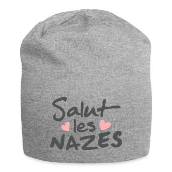 Salut les nazes - Phrase drôle - Bonnet en jersey - gris chiné - Devant