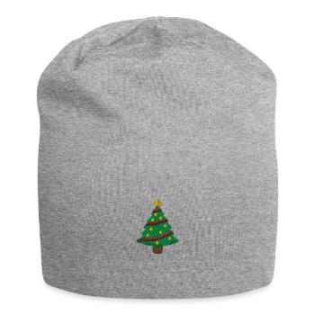 Weihnachtsbaum bestickt - Jersey-Beanie - Grau meliert - Vorne