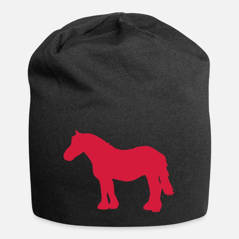 Kaltblut Pferd - Jersey-Beanie - Schwarz