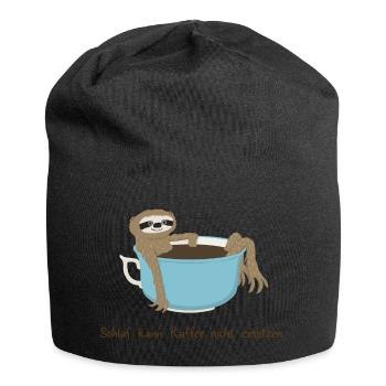 Schlaf kann Kaffee nicht ersetzen - Jersey-Beanie - Schwarz - Vorne