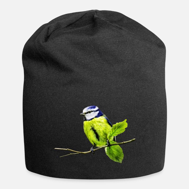 Blue Tit - Jersey Beanie - black