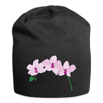 Rosa Orchidee Blume - Jersey-Beanie - Schwarz - Vorne