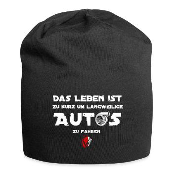 Das Leben ist zu kurz für langweilige Autos - Jersey-Beanie - Schwarz - Vorne