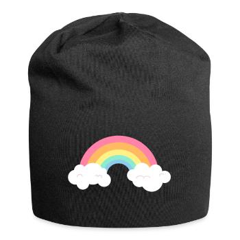 Cute Rainbow Color Clouds LGBT Pride Gift - Jersey Beanie - black - Front