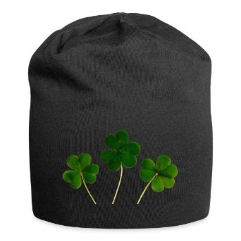 shamrock lucky shamrock luck four leaf clover32 - Jersey Beanie - black - Front