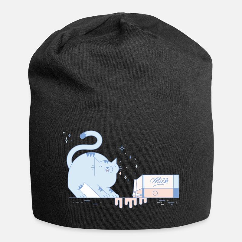 katze mit milch - Jersey-Beanie - Schwarz