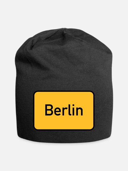 Berlin Straßenschild - Jersey-Beanie - Schwarz