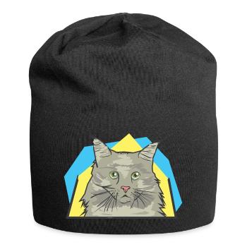 Chatte aux cheveux longs semble surpris - Bonnet en jersey - noir - Devant
