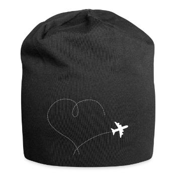Heart plane aviator pilot travel gift - Jersey Beanie - black - Front