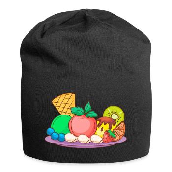 Eis Speiseeis Eiskrem Eiscreme Kugeleis Eisbecher - Jersey-Beanie - Schwarz - Vorne
