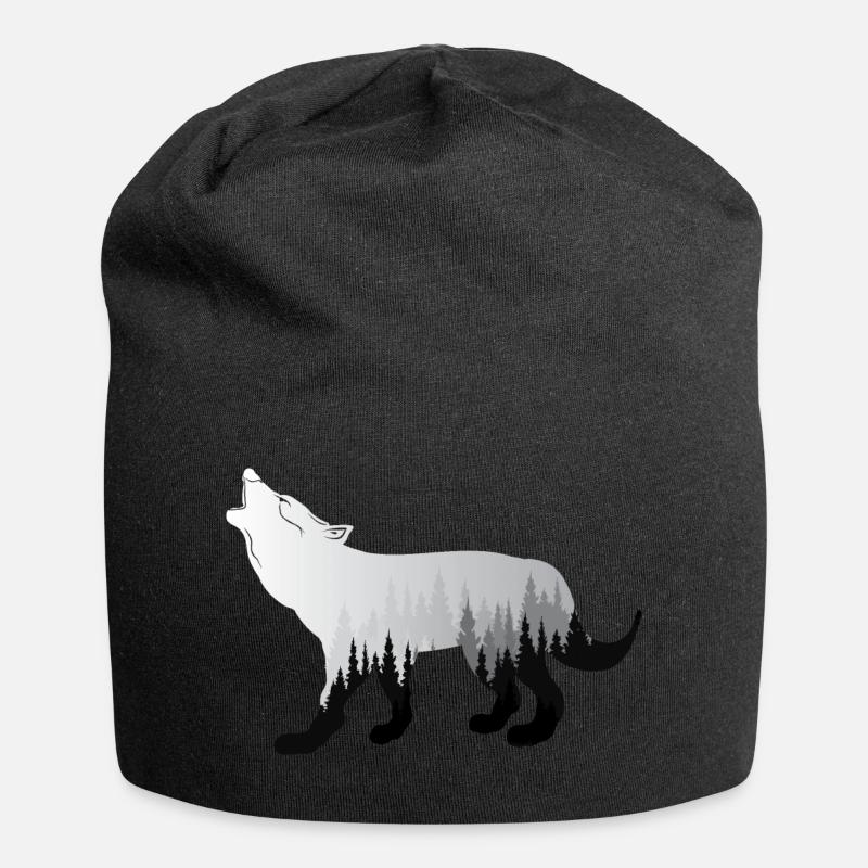Wolf - Jersey-Beanie - Schwarz
