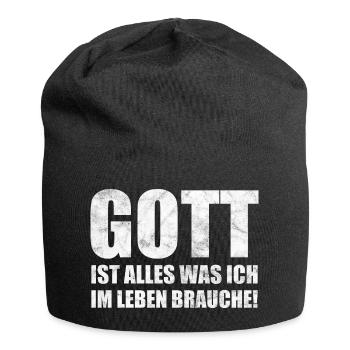 Gott ist alles / Christliches Geschenk - Jersey-Beanie - Schwarz - Vorne