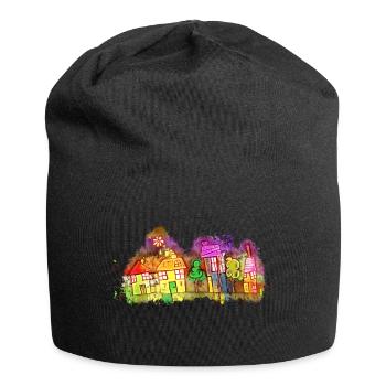 Häuser Immobilien hell glühend - Jersey-Beanie - Schwarz - Vorne
