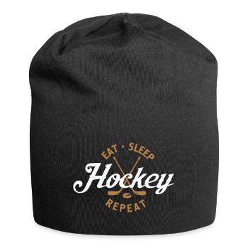 Hockey Eat Sleep Repeat Spieler Fan Geschenk - Jersey-Beanie - Schwarz - Vorne