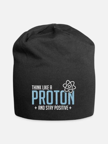 Spruch Wissenschaft Proton Denke positiv Geschenk - Jersey-Beanie - Schwarz