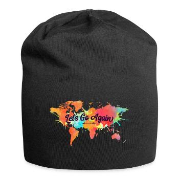 Partons à nouveau aquarelle Carte du monde - Bonnet en jersey - noir - Devant