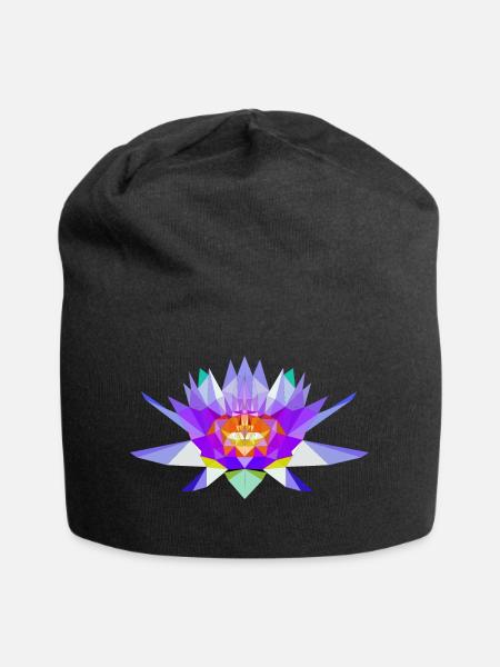 Lotus Blume Polygon - Jersey-Beanie - Schwarz