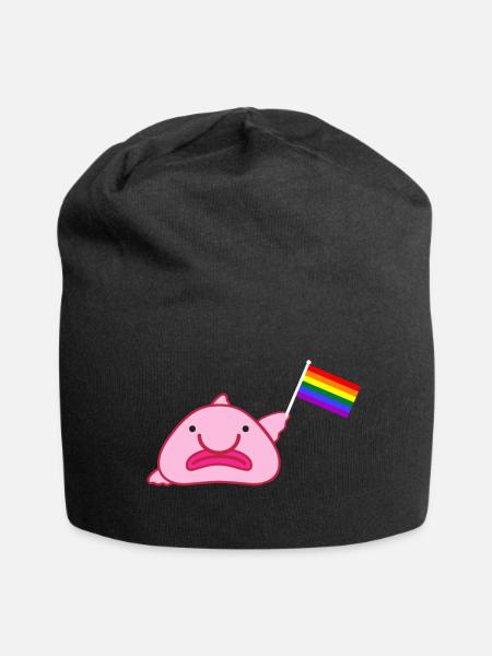 Regenbogenfahne - Jersey-Beanie - Schwarz