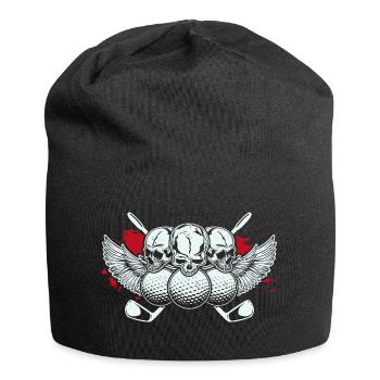 GOLF | Skull Golfball Golfschläger Golfer Geschenk - Jersey-Beanie - Schwarz - Vorne