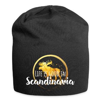 Cooler Elch Schweden - Jersey-Beanie - Schwarz - Vorne
