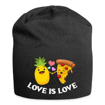 Liebe ist Liebe Pizza und Ananas - Jersey-Beanie - Schwarz - Vorne