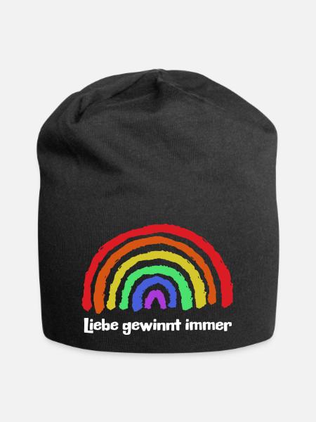 Regenbogen Frieden Freiheit Liebe Statement - Jersey-Beanie - Schwarz