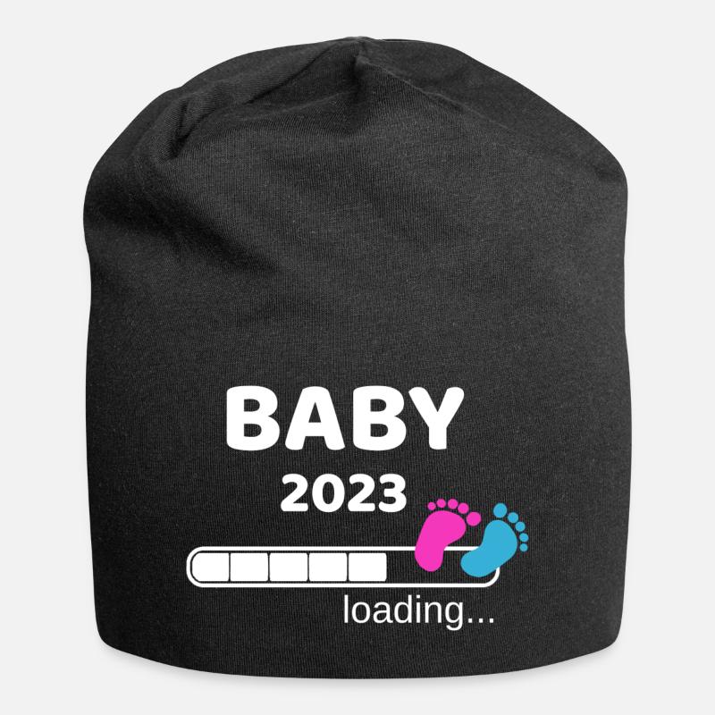 Baby 2023 Schwangerschaft Mutter Mama Idee - Jersey-Beanie - Schwarz