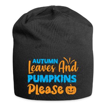 Herbstlaub und Kürbisse bitte - Halloween - Jersey-Beanie - Schwarz - Vorne