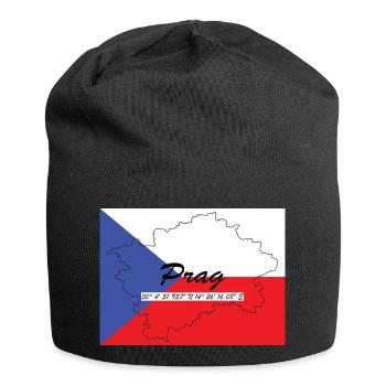 Prag - Hauptstadt mit GPS & Flagge - Jersey-Beanie - Schwarz - Vorne