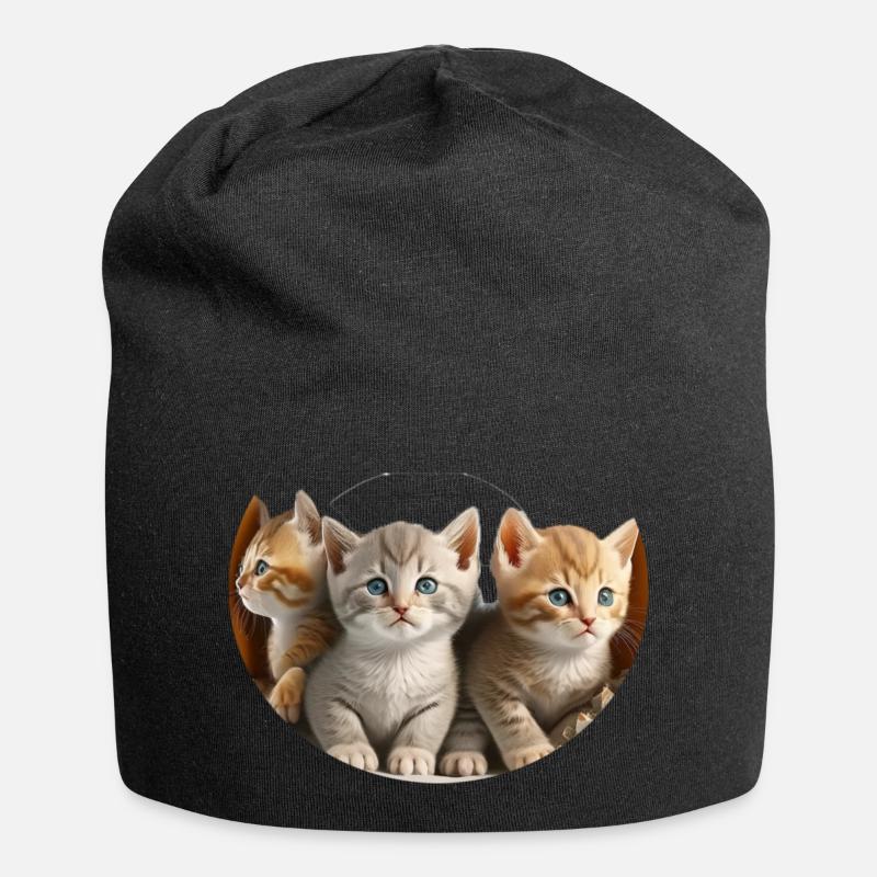 3 CHATONS ENSEMBLE - COMME C'EST MIGNON - Bonnet en jersey - noir