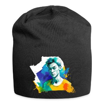 Watercolors of a boy - Jersey Beanie - black - Front
