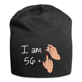 Ich bin 56 + 1 Mittelfinger-Shirt Ich bin 56 Plus, - Jersey-Beanie - Schwarz - Vorne
