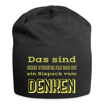 witzige sprüche sixpack - Jersey-Beanie - Schwarz - Vorne