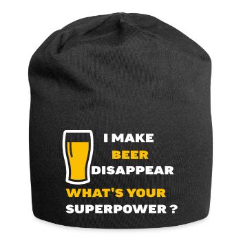 Superkräfte - Bier - Jersey-Beanie - Schwarz - Vorne