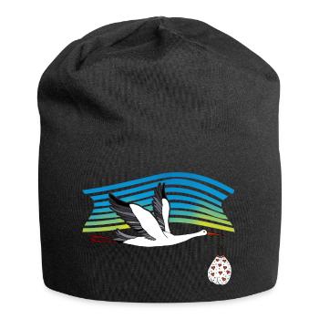 Oiseau cigogne - Bonnet en jersey - noir - Devant
