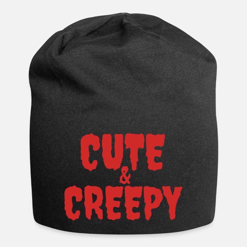 Haunted Cartoon Creature Illustration - Jersey Beanie - black