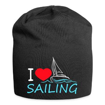I Love Sailing Saying Waves Sailor Heart Love - Jersey Beanie - black - Front