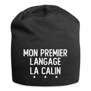 Meine erste Sprache: Umarmungen - Jersey-Beanie - Schwarz - Vorne