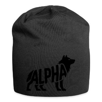 Alpha - Motivierendes Wolf-Logo - Jersey-Beanie - Schwarz - Vorne