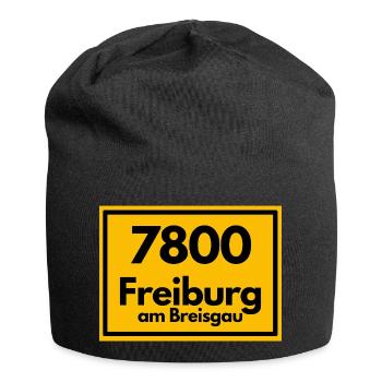 Ortsschild - damals Retro alte PLZ 7800 FREIBURG - Jersey-Beanie - Schwarz - Vorne