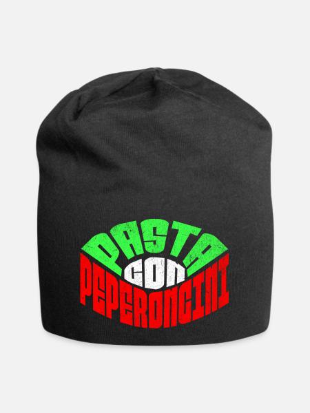 Pasta Peperoncini T-Shirt – Italien Retro Flagge - Jersey-Beanie - Schwarz