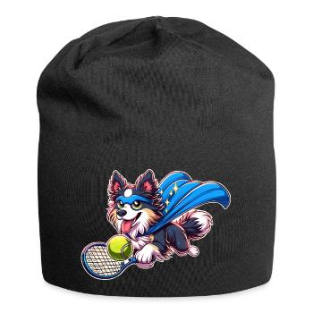 Superheld Corgi Mit Tennisball Und Umhang - Jersey-Beanie - Schwarz - Vorne