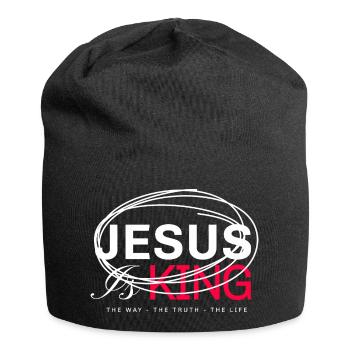 Jesus King Fette Typografie - Jersey-Beanie - Schwarz - Vorne